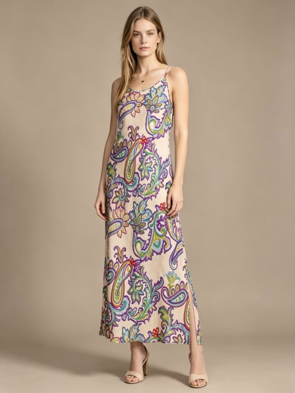 NWOT Johnny Was GIGIANNA Floral SLIP Midi DRESS Size S Multicolor